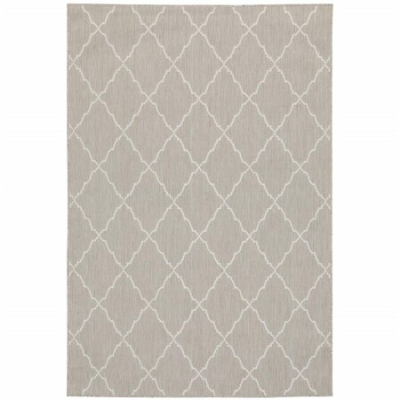 Palacedesigns 10 x 13 ft. Gray & Ivory Trellis Indoor & Outdoor Area Rug - Gray Ivory - 10' x 13' PA3663943